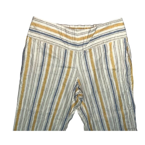 Est. 1946 Striped Linen-Blend Cropped Pants Sz 18/20 (2XL) Elastic Waistband Mul - Picture 6 of 9
